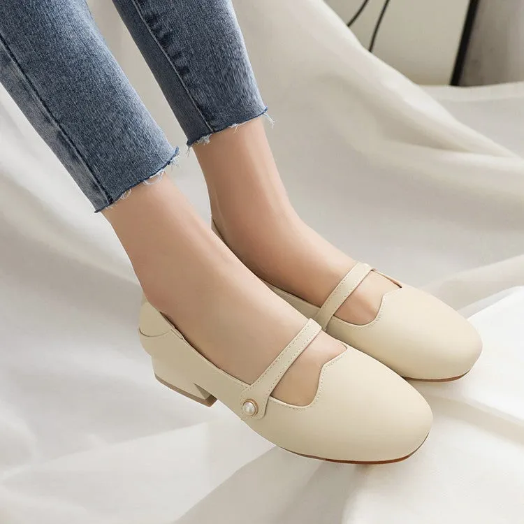 Women Mary Jane Block Heel Pumps