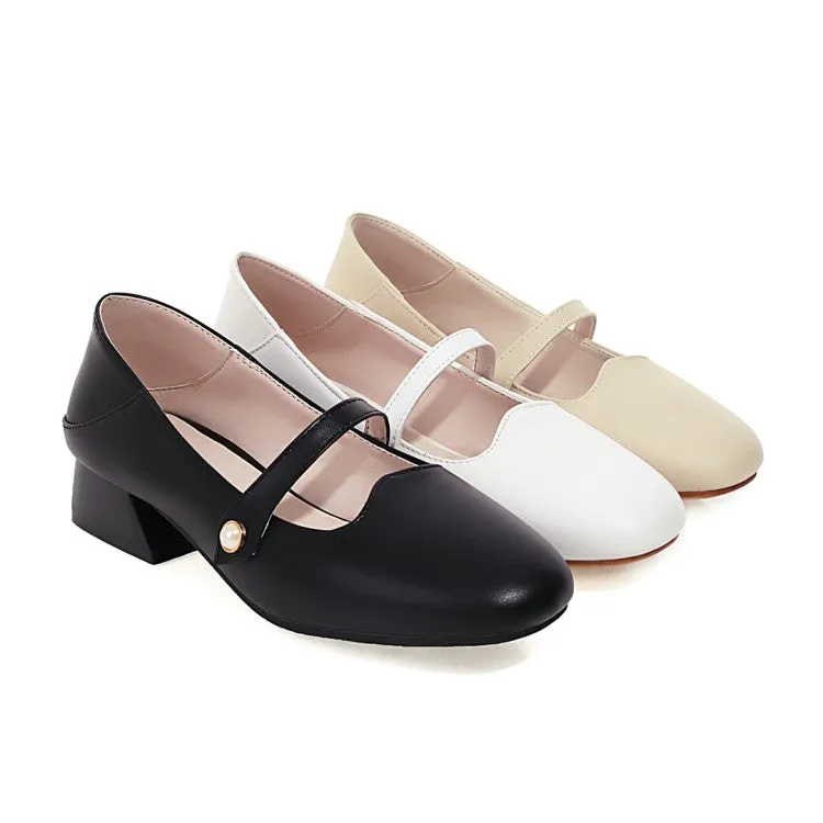 Women Mary Jane Block Heel Pumps