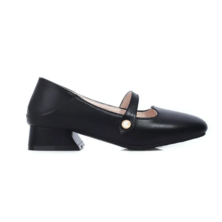 Women Mary Jane Block Heel Pumps