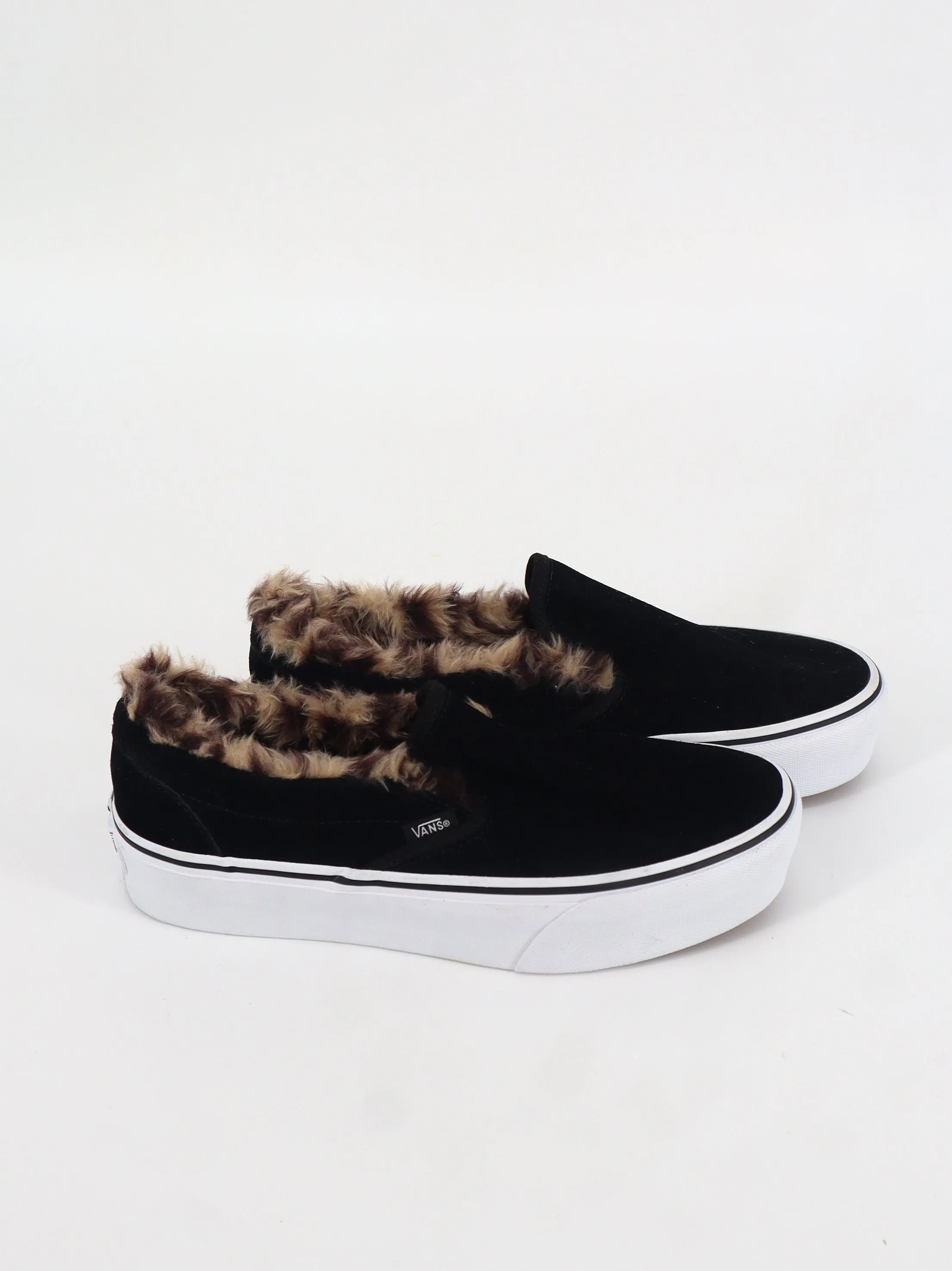 Women's Faux Fur Slip On Shoes,Black