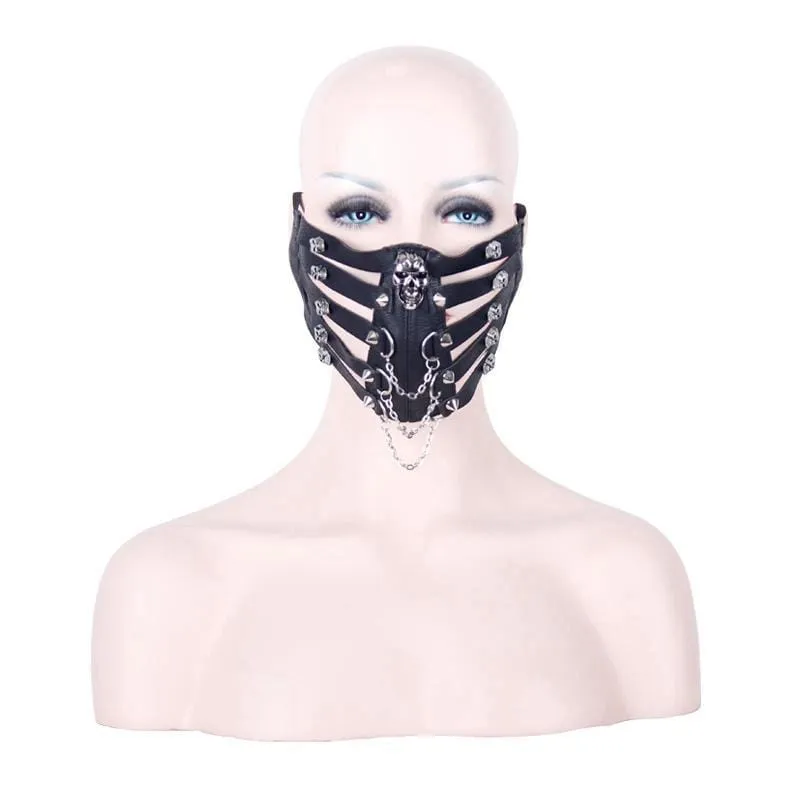 Women's Goth Skull Studded Face Mask