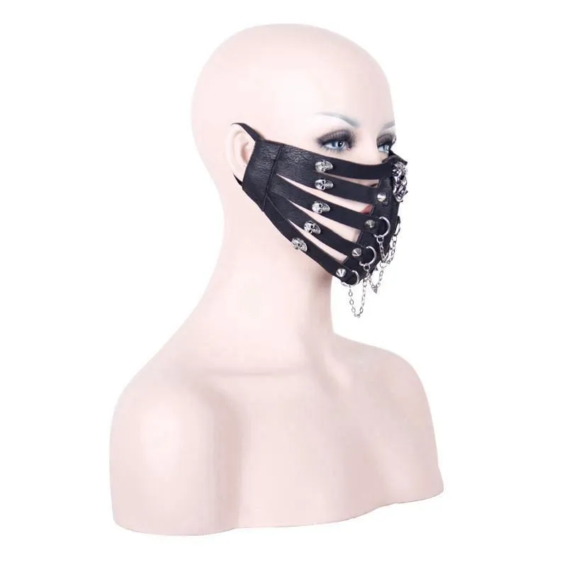 Women's Goth Skull Studded Face Mask