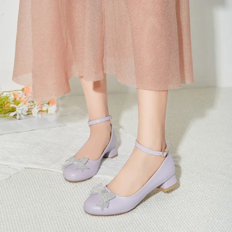 Women's Lace Bow Tie Shallow Puppy Heel Pumps