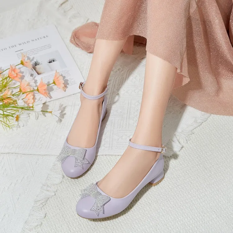 Women's Lace Bow Tie Shallow Puppy Heel Pumps