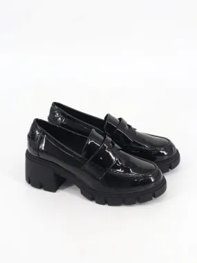 Women's Patent Leather Slip On Shoes,Black
