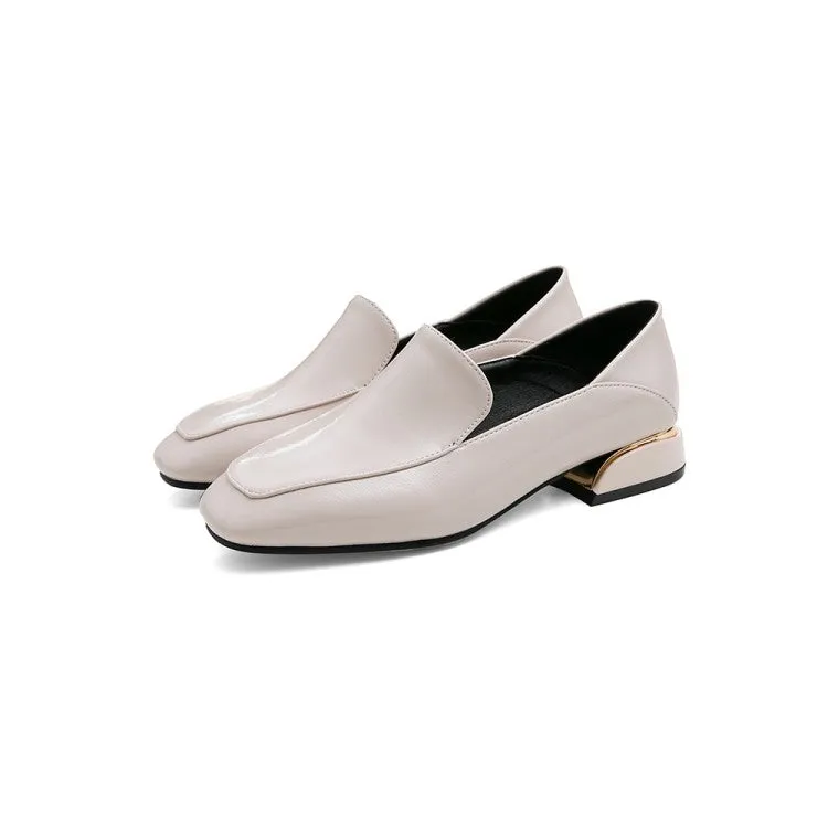 Women's Pu Leather Square Toe Puppy Heel Shoes
