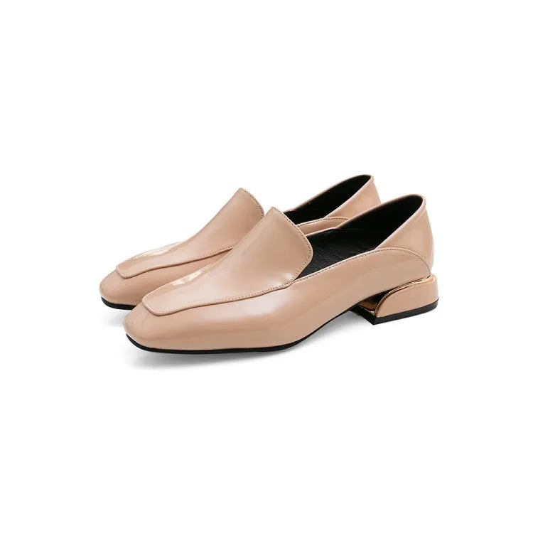 Women's Pu Leather Square Toe Puppy Heel Shoes