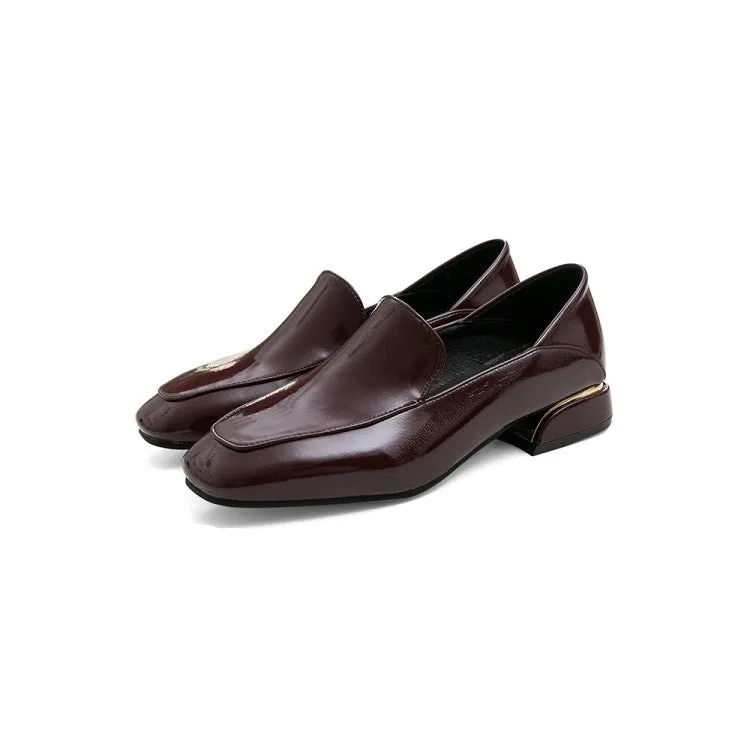 Women's Pu Leather Square Toe Puppy Heel Shoes