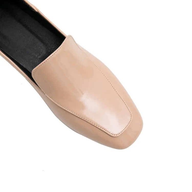 Women's Pu Leather Square Toe Puppy Heel Shoes