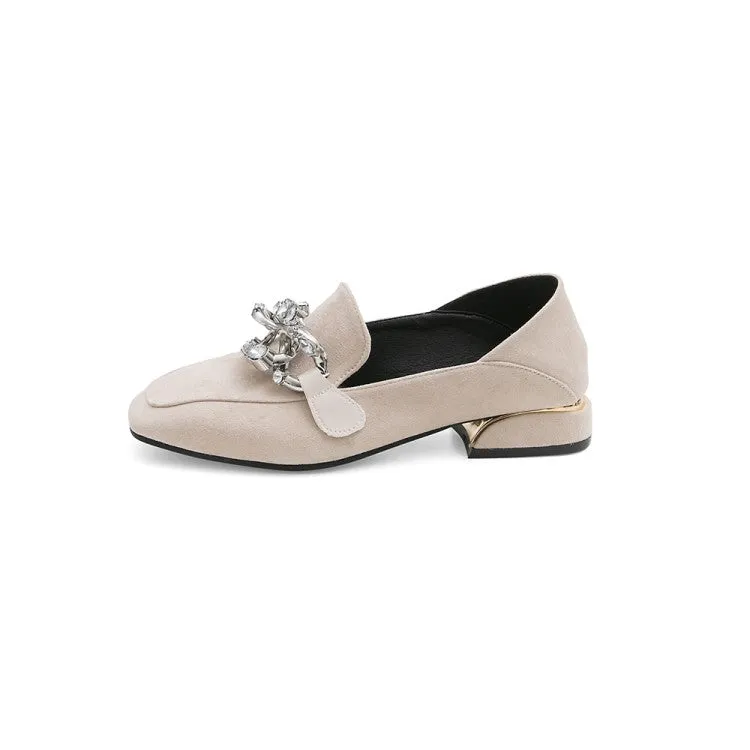 Women's Pumps Suede Metal Chains Decor Puppy Heel Shoes