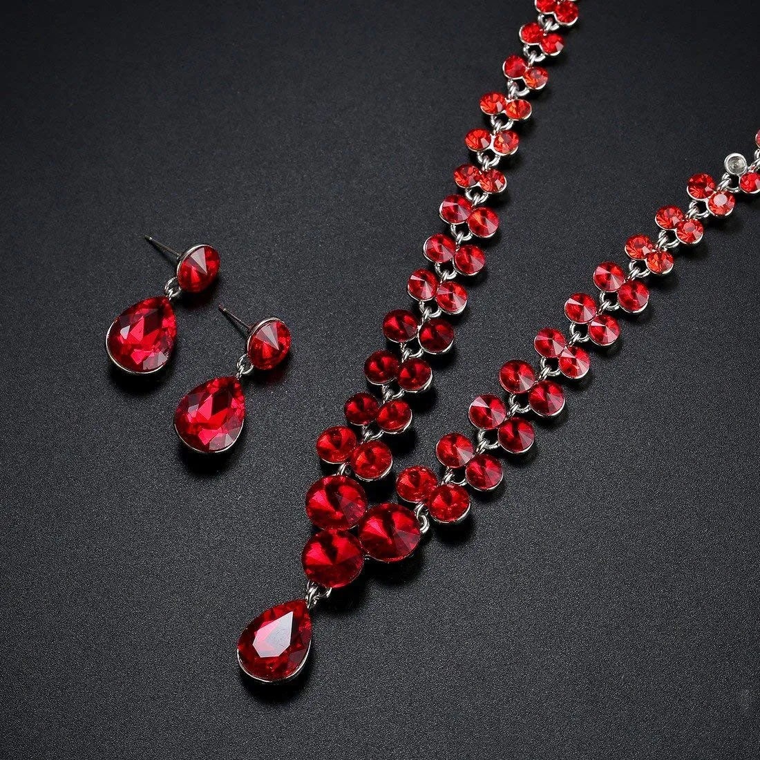 Yellow Chimes AD Crystal Elements Delicate Drop Design Sparkling Colors Fascinating Necklace Set with Earrings for Women
