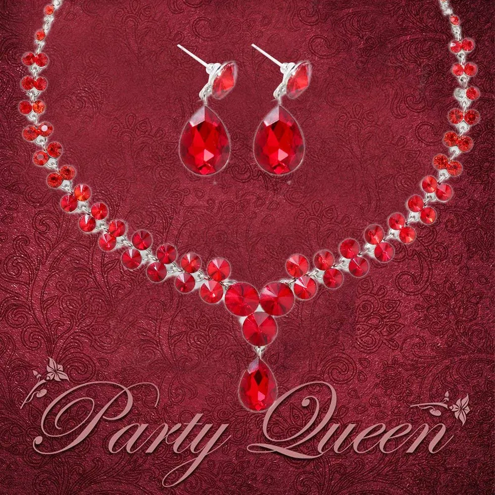 Yellow Chimes AD Crystal Elements Delicate Drop Design Sparkling Colors Fascinating Necklace Set with Earrings for Women